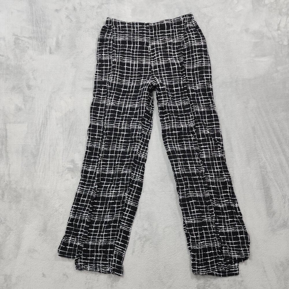Liv By Habitat Clothes Pants Womens XS Black Plaid Ankle Notched Hem Pull On
